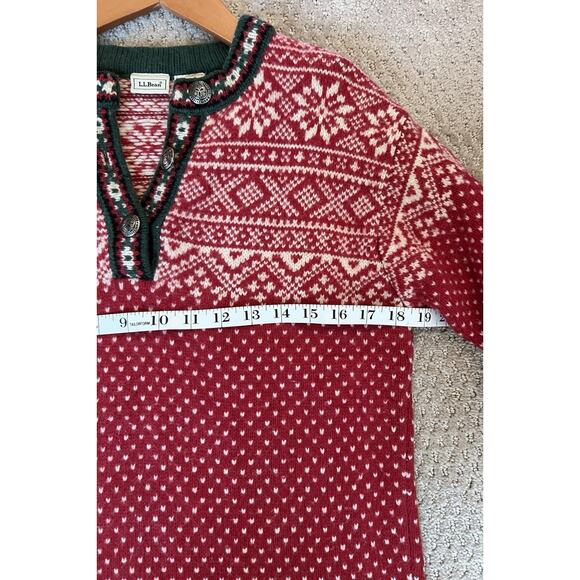 Vintage LL Bean Sweater S Red Nordic Fair Isle 100% Wool Christmas Apres Ski USA - Picture 4 of 7